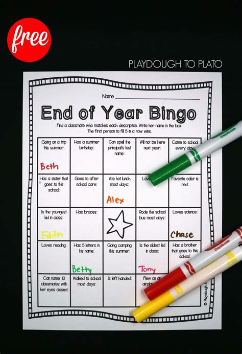 End Of Year Bingo Free Printable

