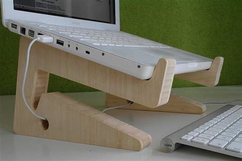 diy laptop stand with fine wood material | Wooden laptop stand, Diy
