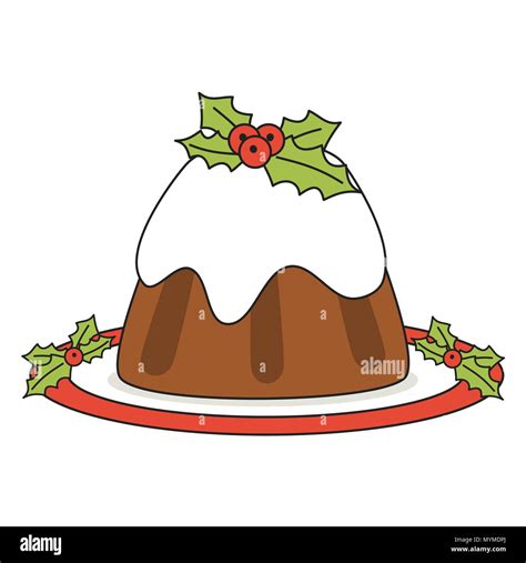 Cartoon Vector Christmas Pudding Isolated On White Background Stock