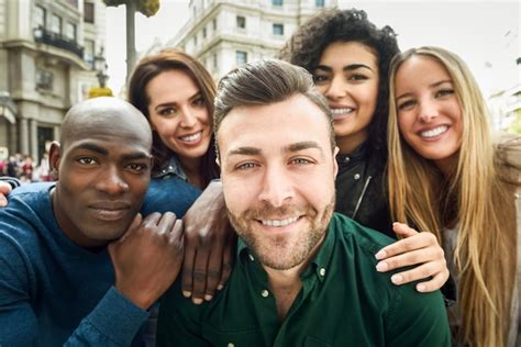 Multiracial Group Of Young People Taking Selfie Photo Free Download