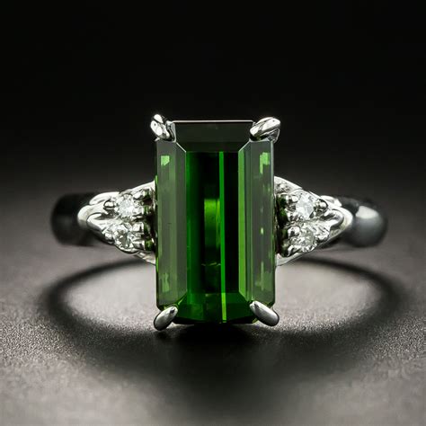 Estate 329 Carat Green Tourmaline And Diamond Ring