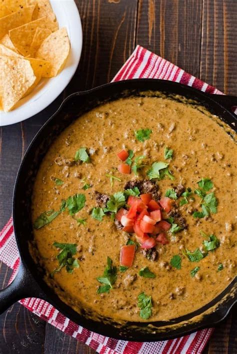 Queso Dip With Ground Beef No Velveeta Needed A Sweet Pea Chef