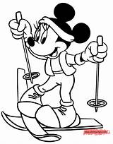 Minnie Coloring Skiing Mouse Disneyclips Pages Sports Disney Funstuff sketch template