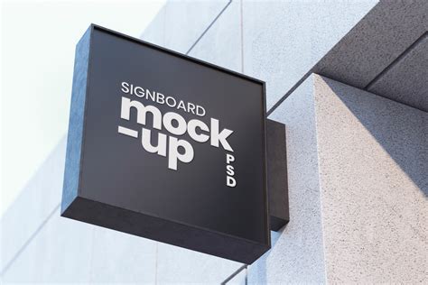 Signboard Mockup For Restaurant- Black Square Signboard PSD