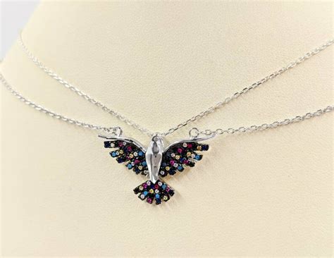 Double Chain Sterling Silver Phoenix Rising Necklace 925 Etsy