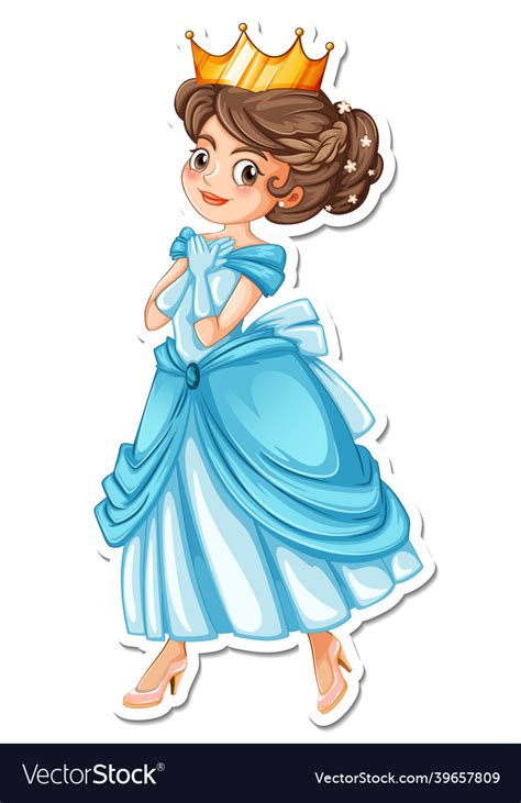 beautiful princess cartoon character sticker vector image