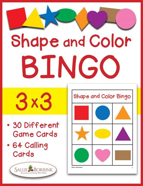 Shapes And Colors Bingo Game Cards 3x3 Card Games Printable Bingo Cards