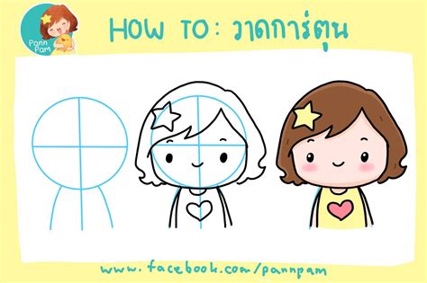 สอนวาดการ์ตูนครึ่งตัวแบบง่า Pannpam การ์ตูน สร้าง สุข Facebook