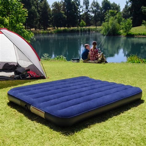 This camping air mattress from etekcity is quite popular among campers alike and for good reason as it is affordable, easy to inflate and deflate, and provides a comfortable. Queen Size Air Mattress Camping Airbed Blue With Plush ...