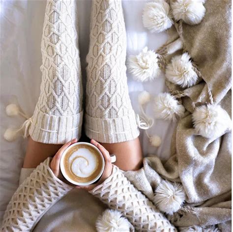Women Winter Stockings Cable Knit Over Knee Long Boot Thigh High Warm Sockings Long Cotton