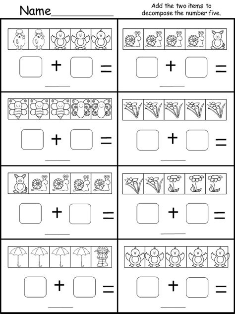 Decompose Numbers Kindergarten Worksheet Free Printable