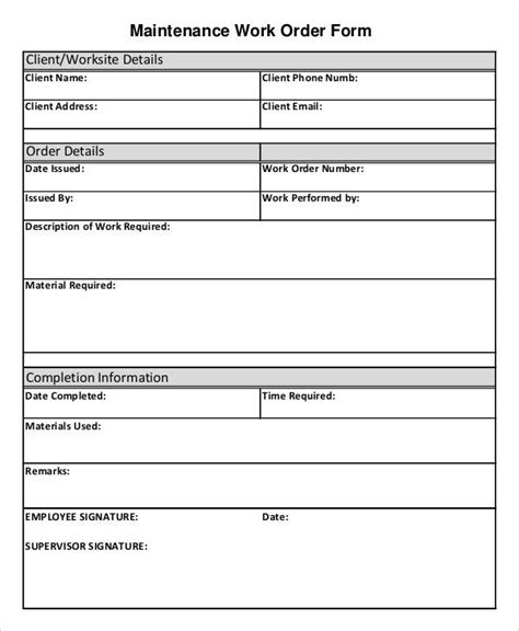 Manufacturing Work Order Template Pdf Template