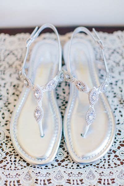 Silver Jeweled Sandals For Beach Wedding Deer Pearl Flowers