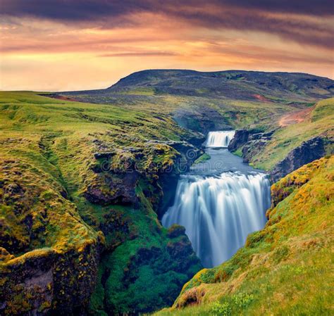 Beautiful Icelandic Scenery Fabulous Waterfall On Skoga River