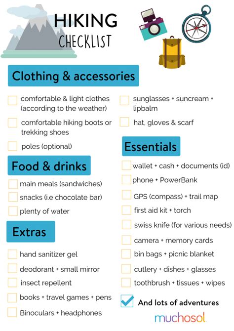 Day Hike Packing Checklist Printable Packing Checklis
