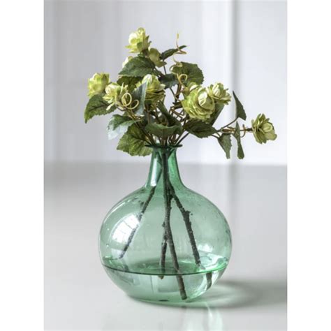 Green Recycled Glass Bubble Vase Coloured Glass Vintage Stem Bud Flower Round Vase Jar
