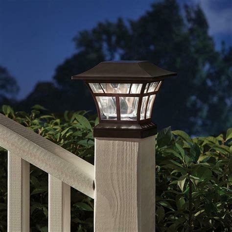 This post cap fits standard 4x4 wood posts and includes all mounting hardware needed for installation. Hampton Bay Solar Deck Post Light 2 Pack | Solar-lights