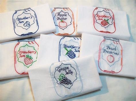 Hand Embroidered Dish Towels Mason Jars Days Of The Week Etsy