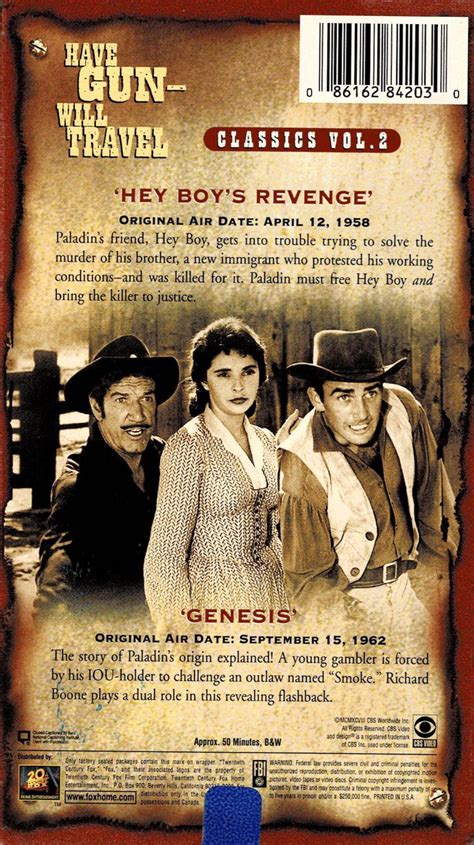 Richard Boone Have Gun Will Travel Volume 2 Vhs Video Western
