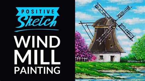 Acrylic Painting Windmill Landscape Painting Tutorial Youtube