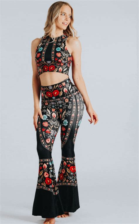 Groovy Is Back Bell Bottoms Printed Bell Bottoms Flare Leggings