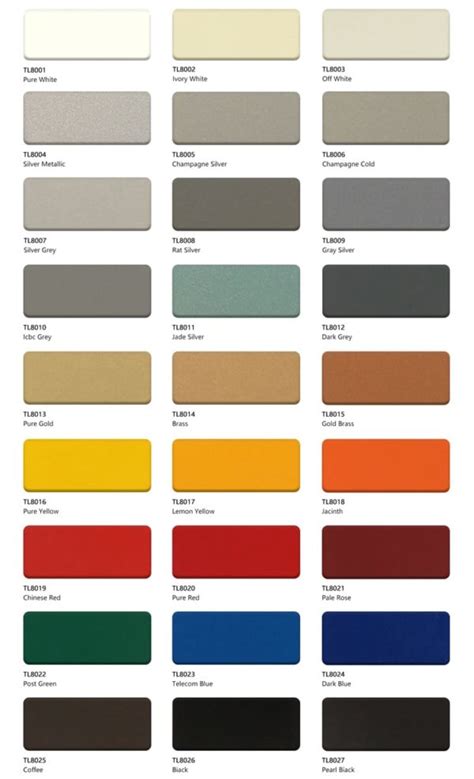 Aluminum Composite Panel Color Chart Acp Panel Sample Card