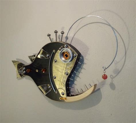 Angler Fish Sculpture W 14 In X H 9 In Fish Art Steampunk Fish Etsy
