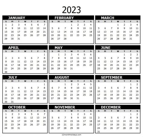 One Page Calendar 2023 Printable Free Online Calendar Template