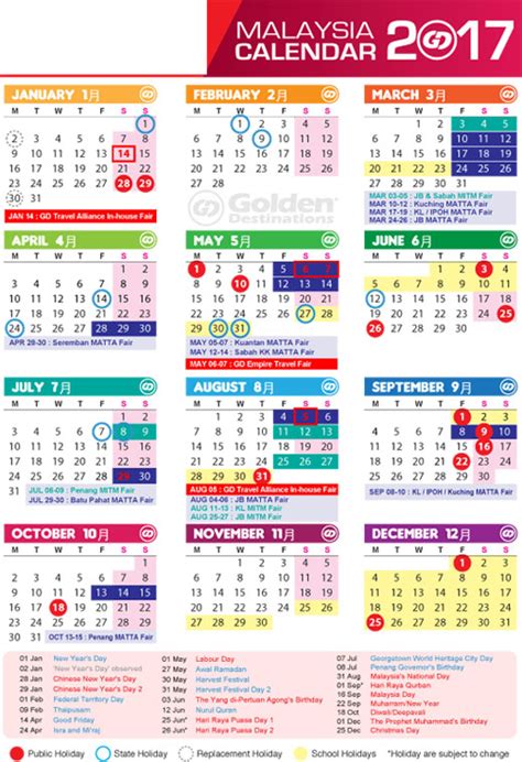 Malaysia School And Public Holiday Calendar