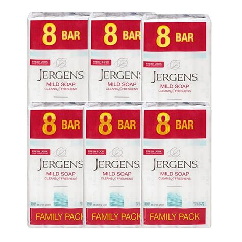 Jergens Mild Soap For Face And Body 35 Ounce Bar 8 Count Pack Of 6