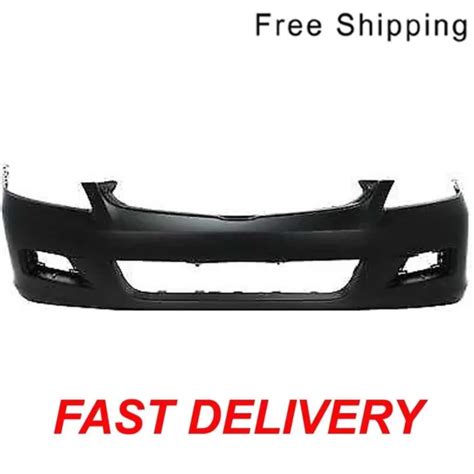 Primed Front Bumper Cover With Fog Light Holes Fits Honda Accord
