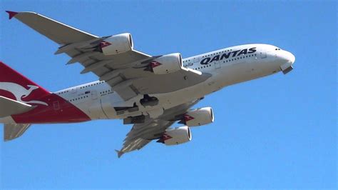 Qantas Airlines A380 800 I Takeoff Sydney Intl Airport Hd Youtube