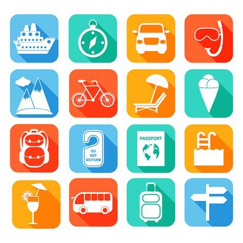 Travel Flat Icons Set 453422 Vector Art At Vecteezy