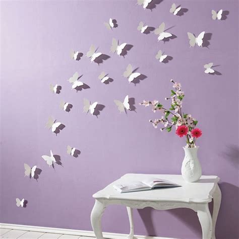 3d Butterfly Wall Stickers White 15pc Butterfly Decorations Etsy