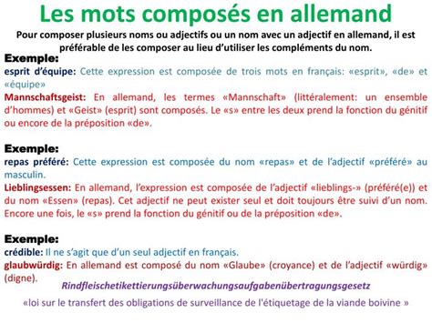 Ppt Les Mots Composés En Allemand Powerpoint Presentation Free