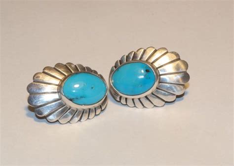 Sterling Navajo Sleeping Beauty Turquoise Vintage Earring Post Etsy