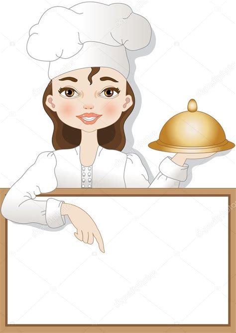 Chef Mujer — Ilustración De Stock Dibujos De Cocineras Plantillas De