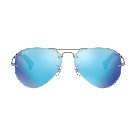 Mens Iconic Aviator Sunglasses Gunmetal Blue Mirror Ray Ban® Touch Of Modern
