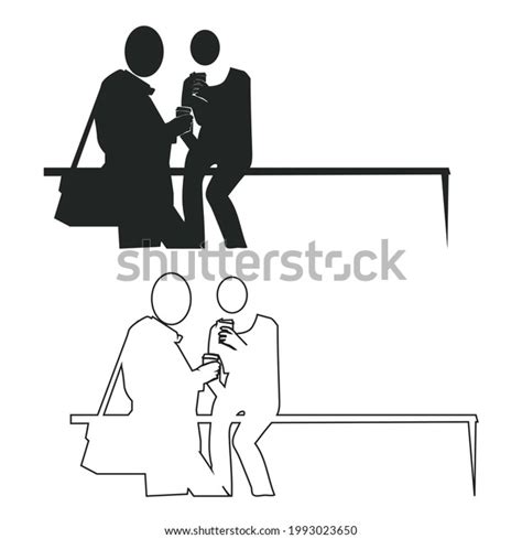 Man Woman Drinking Coffee Icon Stock Stock Vector Royalty Free