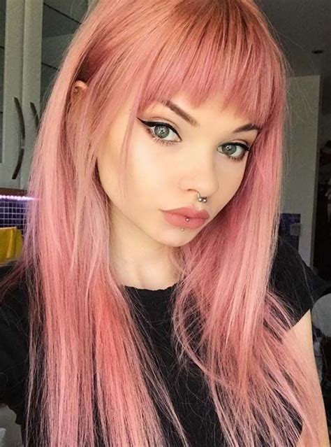 Gorgeous Pink Hair Colors And Hairstyles With Front Bangs For 2018 In