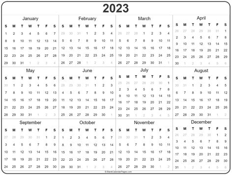 Printable Yearly Calendar For 2023 Get Calendar 2023 Update