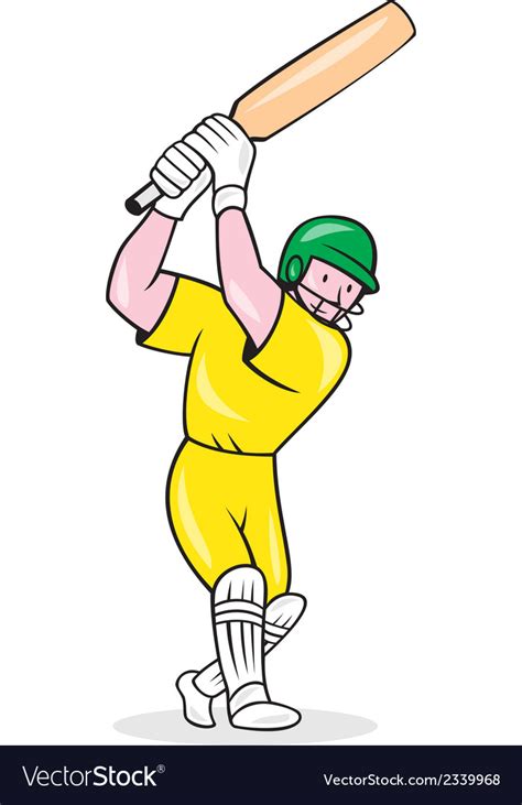 Cricket Player Batsman Batting Cartoon Royalty Free Vector