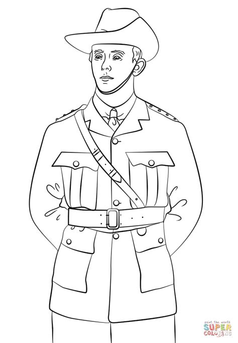 Anzac Soldier Coloring Page Free Printable Pages Sketch Coloring Page