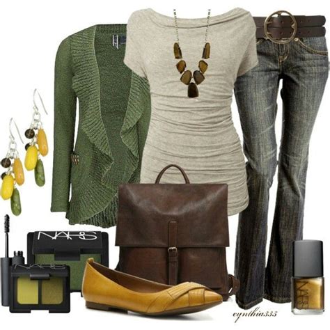 Love Me Some Greens Browns Polyvore Outfits Fall Fashion Outfits