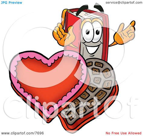 Clipart Picture Of A Red Book Mascot Cartoon Character With An Open Box