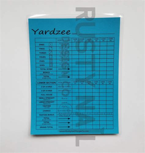 Color Yardzee Yahtzee And Farkle Double Sided Dry Erase Score Etsy