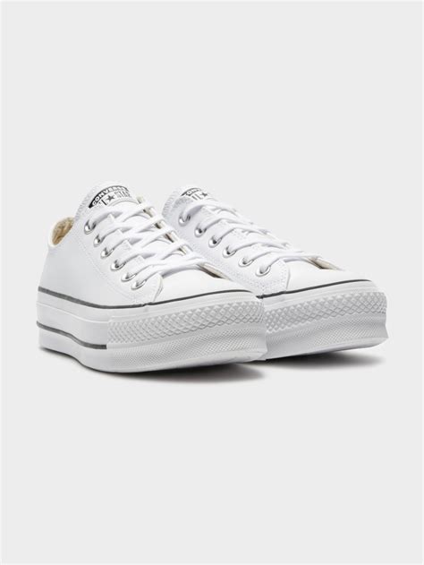Womens Chuck Taylor All Star Leather Platform Sneakers In White And Blac