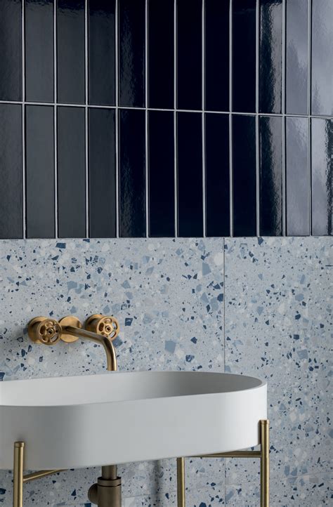 Norse Midnight Blue Gloss Ceramic Terrazzo Mandarin Stone Bathroom