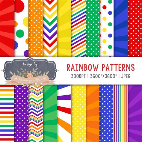 Rainbow Digital Papers Rainbow Patterns Backgrounds Etsy Canada