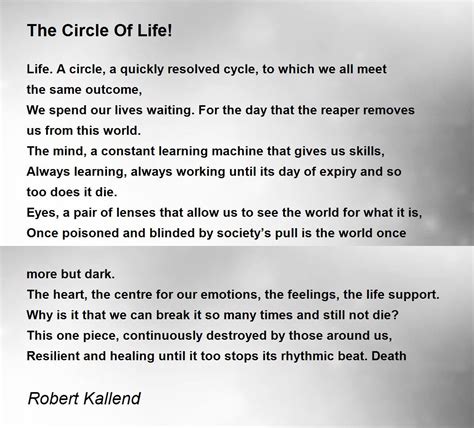 The Circle Of Life The Circle Of Life Poem By Robert Kallend